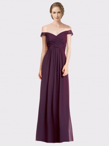 Soft Chiffon & Lace Sweetheart Low Back A-Line Grape Bridesmaid Dress Derby
