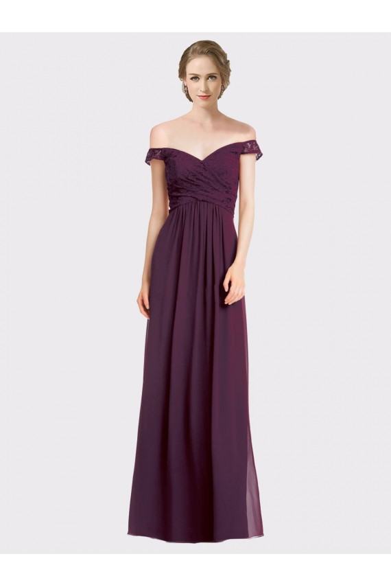 Soft Chiffon & Lace Sweetheart Low Back A-Line Grape Bridesmaid Dress Derby