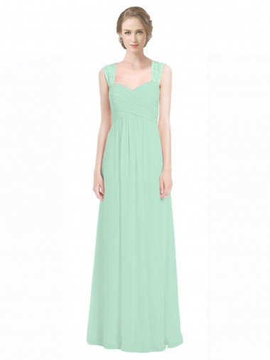 Soft Chiffon & Lace Sweetheart Keyhole Back A-Line Mint Green Bridesmaid Dress Derby