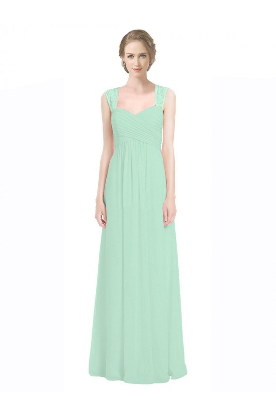 Soft Chiffon & Lace Sweetheart Keyhole Back A-Line Mint Green Bridesmaid Dress Derby