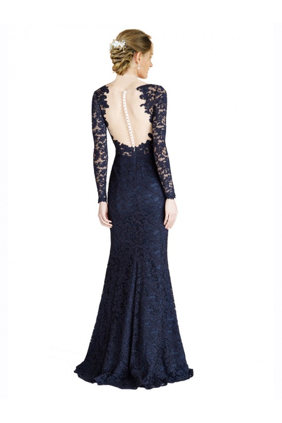Lace Sweetheart Keyhole Back Mermaid Dark Navy Prom Dress / Bridesmaid Dress Derby
