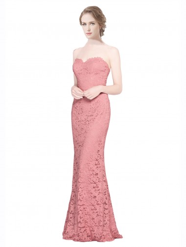 Lace Strapless Mermaid Salmon Formal Dress / Bridesmaid Dress Derby