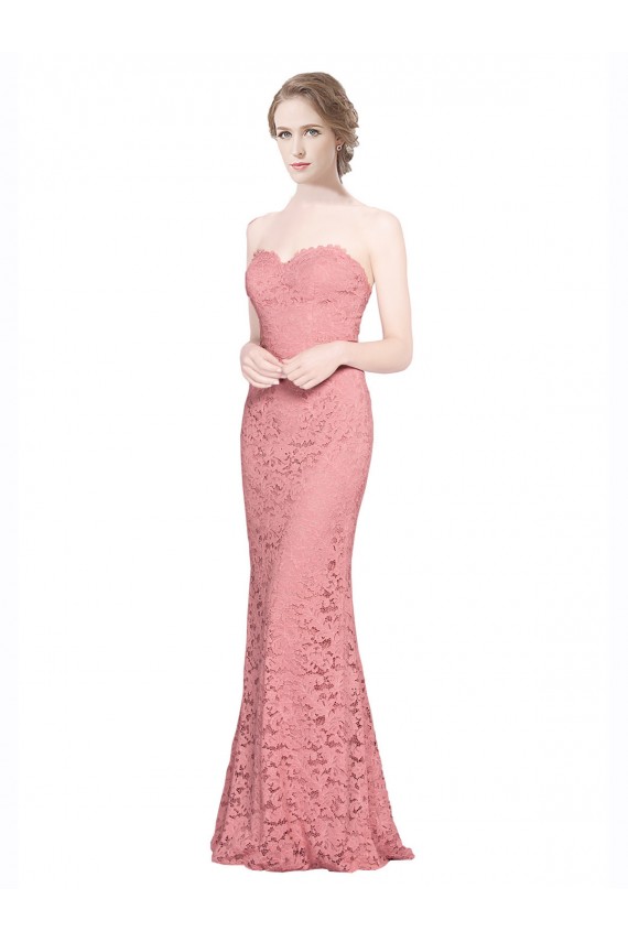 Lace Strapless Mermaid Salmon Formal Dress / Bridesmaid Dress Derby