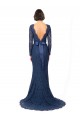 Lace Jewel Neck V-Back Mermaid, Sheath Dark Navy Bridesmaid Dress Derby