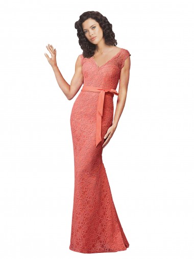 Lace V-Neck Open Back Mermaid Bridesmaid Dress Derby