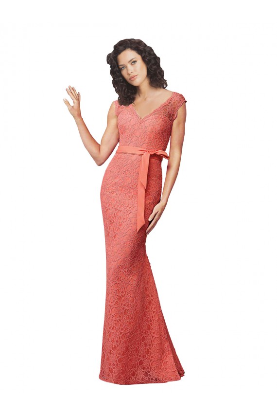 Lace V-Neck Open Back Mermaid Bridesmaid Dress Derby