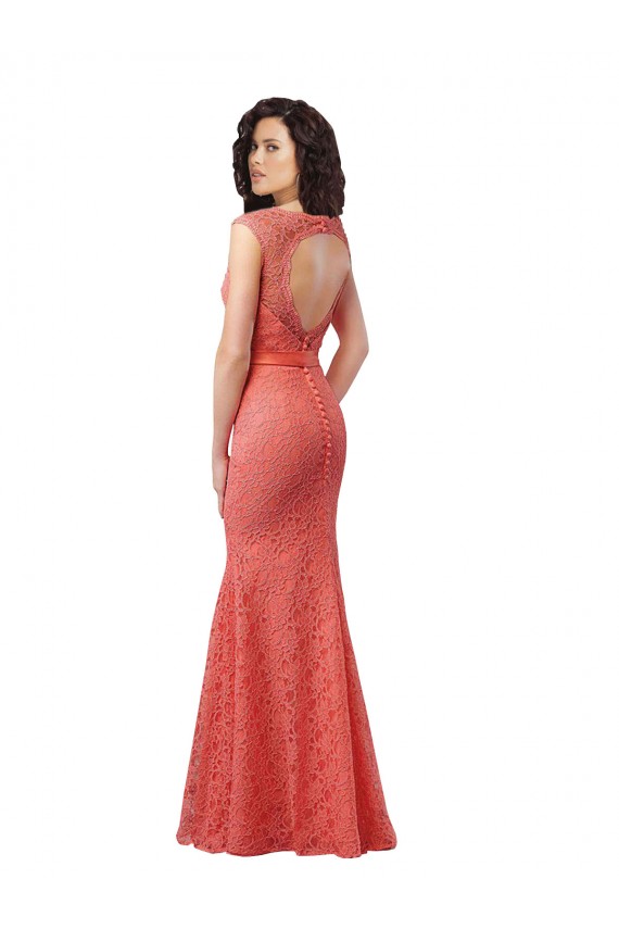Lace V-Neck Open Back Mermaid Bridesmaid Dress Derby