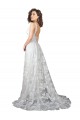Lace V-Neck Low Back A-Line Off White Wedding Dress Derby