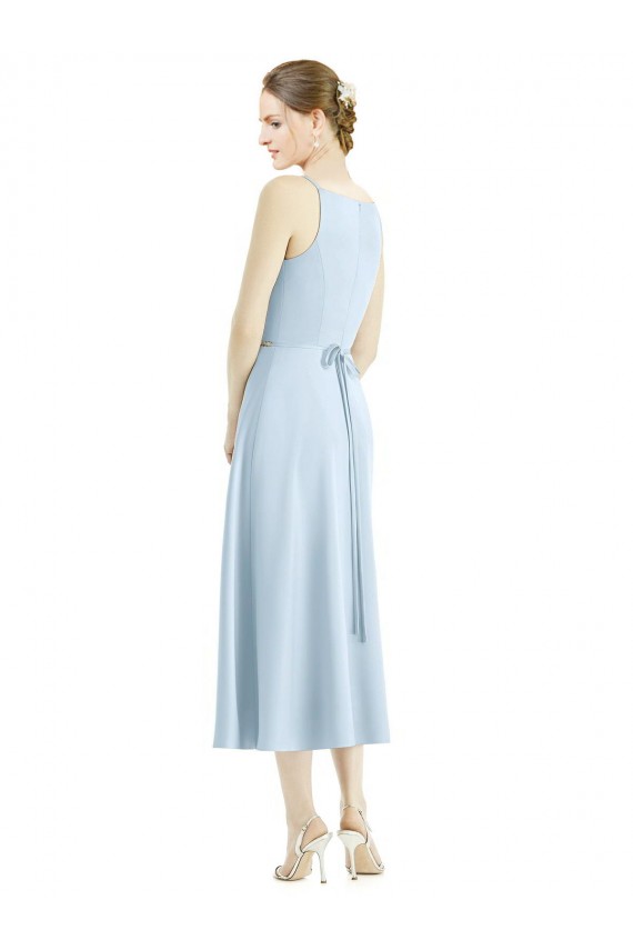 Satin V-Neck A-Line Light Sky Blue Bridesmaid Dress Derby