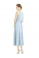 Satin V-Neck A-Line Light Sky Blue Bridesmaid Dress Derby