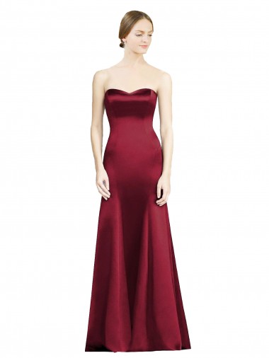 Satin Sweetheart Mermaid Burgundy Bridesmaid Dress Derby