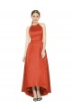Satin Halter Neck A-Line Spice Red High Low Bridesmaid Dress Derby