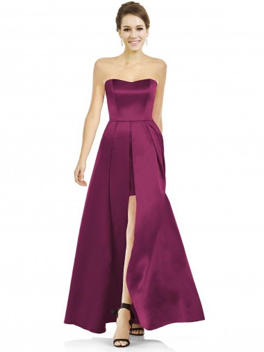 Satin Strapless A-Line Merlot Bridesmaid Dress Derby