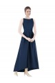 Satin Bateau Neck A-Line Dark Navy High Low Bridesmaid Dress Derby