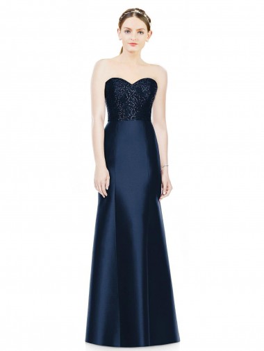 Satin Strapless Mermaid Dark Navy Evening Dress / Bridesmaid Dress Derby
