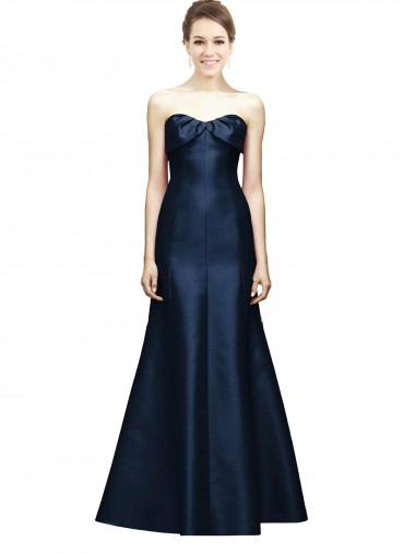 Satin Strapless Mermaid Dark Navy Bridesmaid Dress Derby