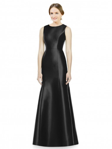 Satin High Neck Keyhole Back Mermaid Black Bridesmaid Dress Derby