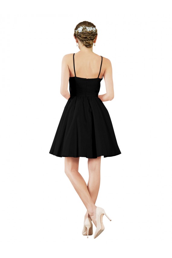 Satin Halter Neck Open Back A-Line Dark Navy Bridesmaid Gown Derby