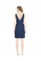Satin V-Neck Open Back A-Line Dark Navy Evening Gown / Bridesmaid Dress Derby