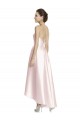 Satin Halter Neck Open Back A-Line Pink High Low Bridesmaid Dress Derby
