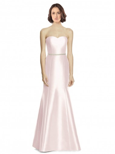 Satin Strapless Mermaid Pink Bridesmaid Dress Derby