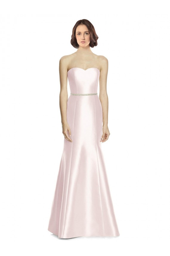 Satin Strapless Mermaid Pink Bridesmaid Dress Derby