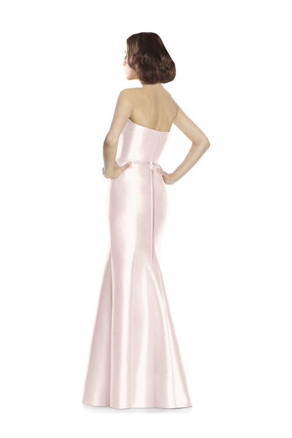 Satin Strapless Mermaid Pink Bridesmaid Dress Derby