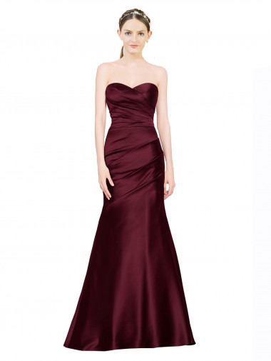 Satin Sweetheart Low Back Mermaid Burgundy Formal Evening Gown / Prom Dress / Bridesmaid Dress Derby