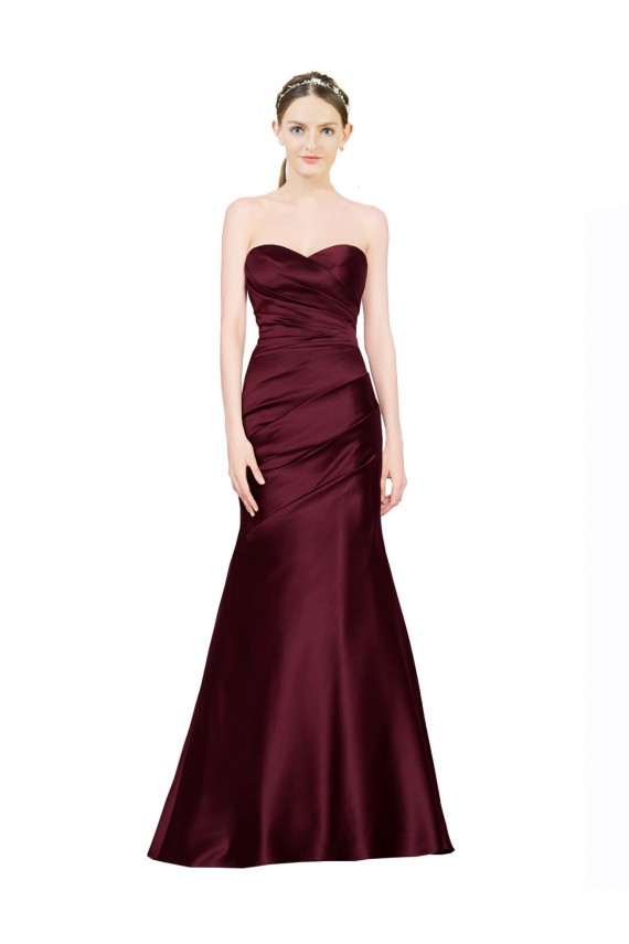 Satin Sweetheart Low Back Mermaid Burgundy Formal Evening Gown / Prom Dress / Bridesmaid Dress Derby