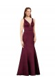 Satin V-Neck V-Back Sheath Burgundy Formal Evening Gown / Prom Dress / Bridesmaid Dress Derby