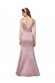 Satin V-Neck V-Back Sheath Burgundy Formal Evening Gown / Prom Dress / Bridesmaid Dress Derby