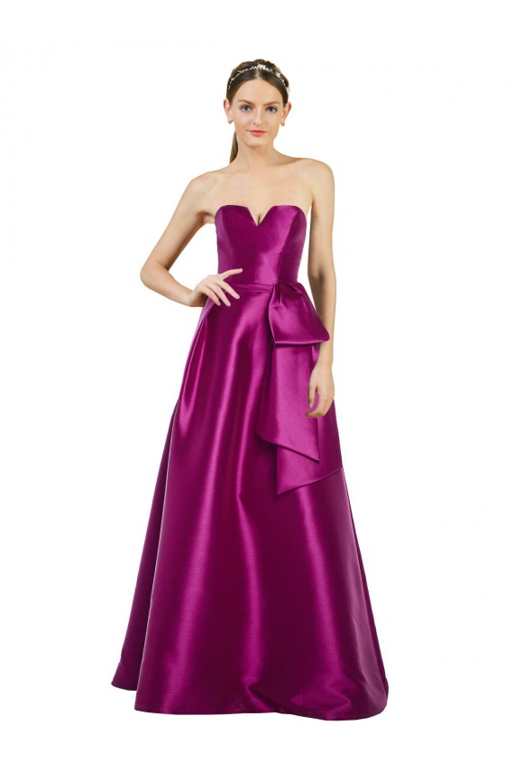 Satin V-Neck A-Line Merlot Prom Dress / Bridesmaid Dress Derby