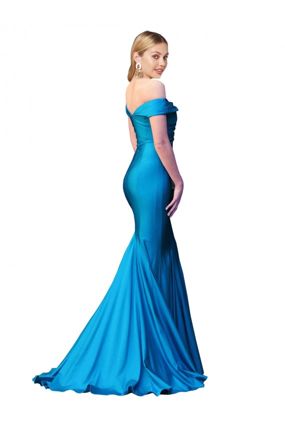 Satin High Neck Mermaid Peacock Blue Formal Evening Gown / Prom Dress / Bridesmaid Dress Derby