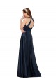 Satin V-Neck Keyhole Back A-Line Dark Navy Formal Evening Gown / Prom Dress / Bridesmaid Dress Derby