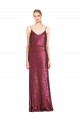 Sequin High Neck A-Line Burgundy Formal Evening Gown / Prom Dress / Bridesmaid Dress Derby