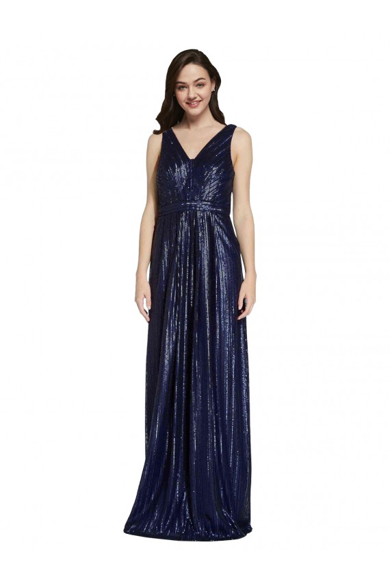 Sequin V-Neck V-Back Sheath Dark Navy Formal Evening Gown / Prom Dress / Bridesmaid Dress Derby