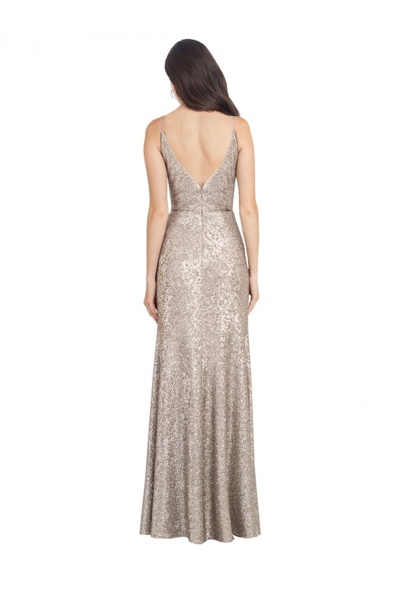 Sequin & Sparkling Sequin High Neck V-Back Sheath Silver Formal Evening Gown / Prom Dress / Bridesmaid Dress Derby