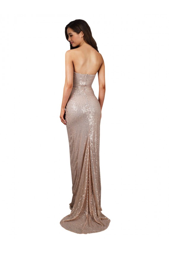 Sequin Scoop Neck Low Back Mermaid Champagne Formal Evening Gown / Prom Dress / Bridesmaid Dress Derby