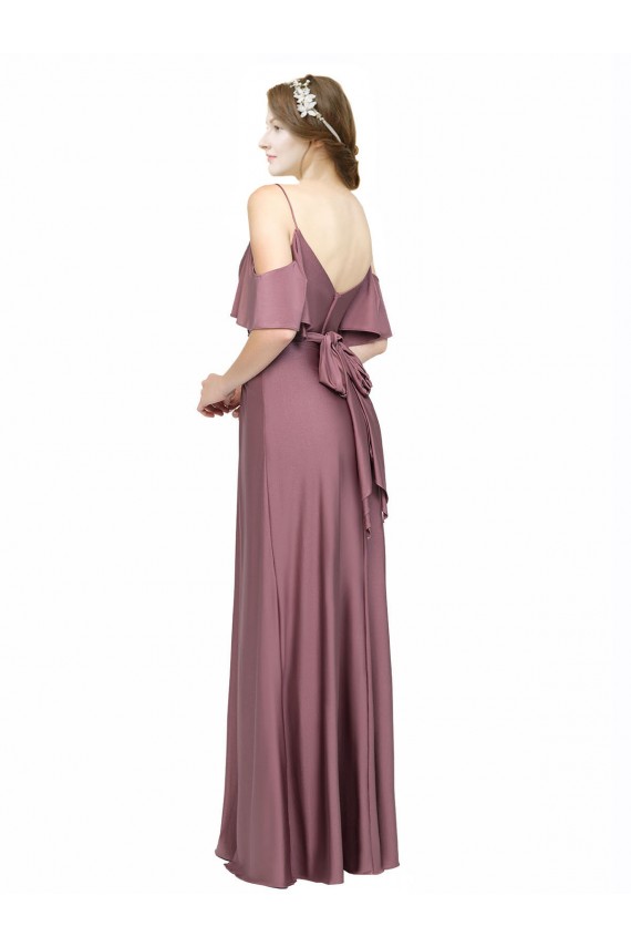 Silk like Satin Off the Shoulder Low Back Sheath Formal Evening Gown / Prom Dress / Bridesmaid Dress Derby