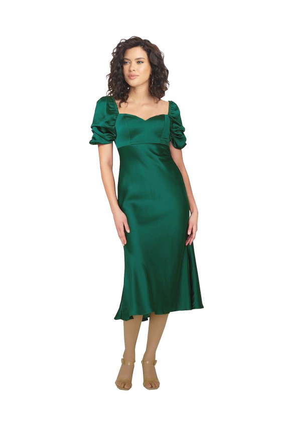 Silk like Satin Sweetheart Low Back A-Line Hunter Formal Evening Gown / Prom Dress / Bridesmaid Dress Derby