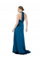 Silk like Satin Halter Neck Open Back A-Line Peacock Blue Formal Evening Gown / Prom Dress / Bridesmaid Dress Derby