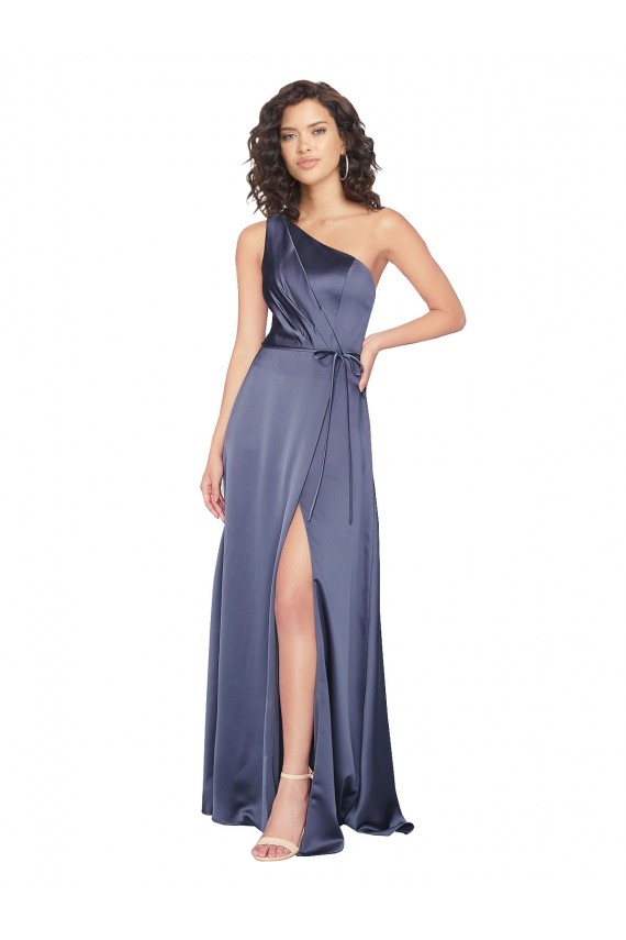 Silk like Satin One Shoulder A-Line Dusk Formal Evening Gown / Prom Dress / Bridesmaid Dress Derby