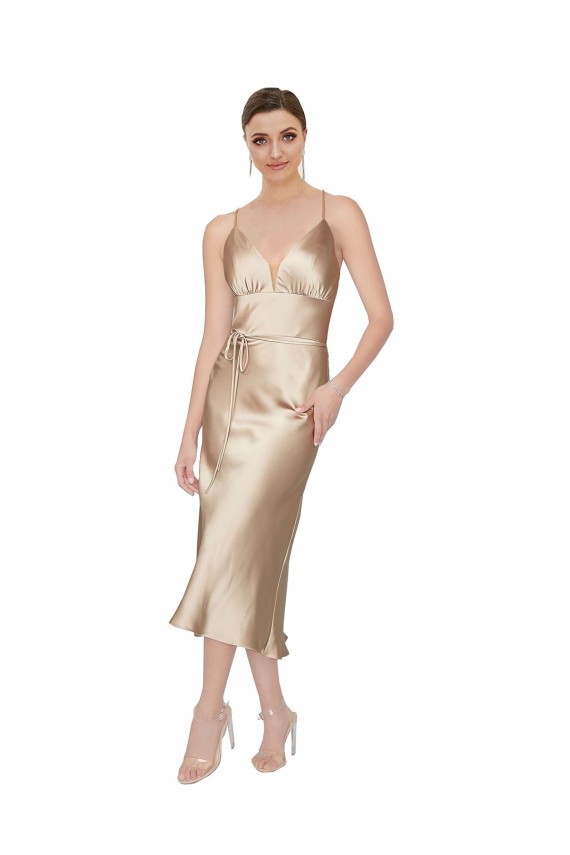 Silk like Satin V-Neck A-Line Formal Evening Gown / Prom Dress / Bridesmaid Dress Derby