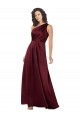 Silk like Satin One Shoulder A-Line Burgundy Formal Evening Gown / Prom Dress / Bridesmaid Dress Derby