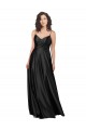 Silk like Satin V-Neck Low Back A-Line Black Formal Dress / Bridesmaid Dress Derby