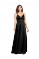 Silk like Satin V-Neck V-Back A-Line Black Formal Evening Gown / Prom Dress / Bridesmaid Dress Derby