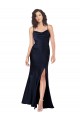 Silk like Satin Cowl Neck A-Line Dark Navy Black Tie Evening Gown / Prom Dress / Bridesmaid Dress Derby