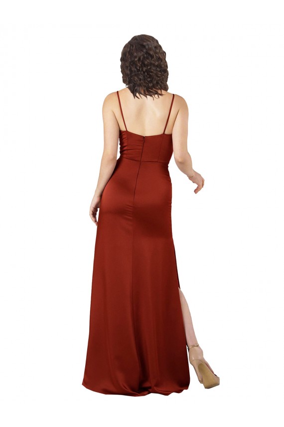 Silk like Satin Square Neck Low Back A-Line Red Formal Evening Gown / Prom Dress / Bridesmaid Dress Derby