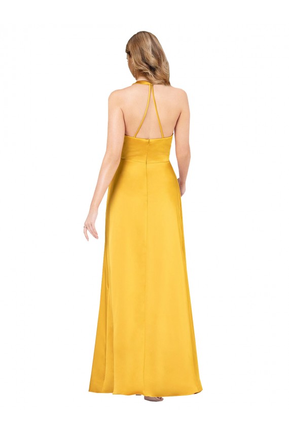 Silk like Satin V-Neck Open Back A-Line Formal Dress / Bridesmaid Dress Derby