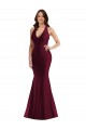Silk like Satin V-Neck Open Back Mermaid Burgundy Formal Plus Size Evening Gown / Prom Dress / Bridesmaid Dress Derby